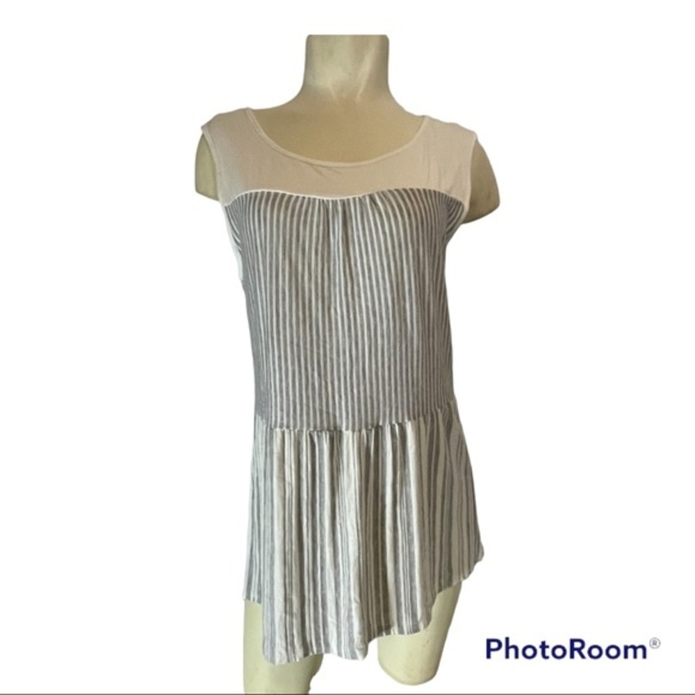 Women's Grey Striped Babydoll Tank Top Size Medium